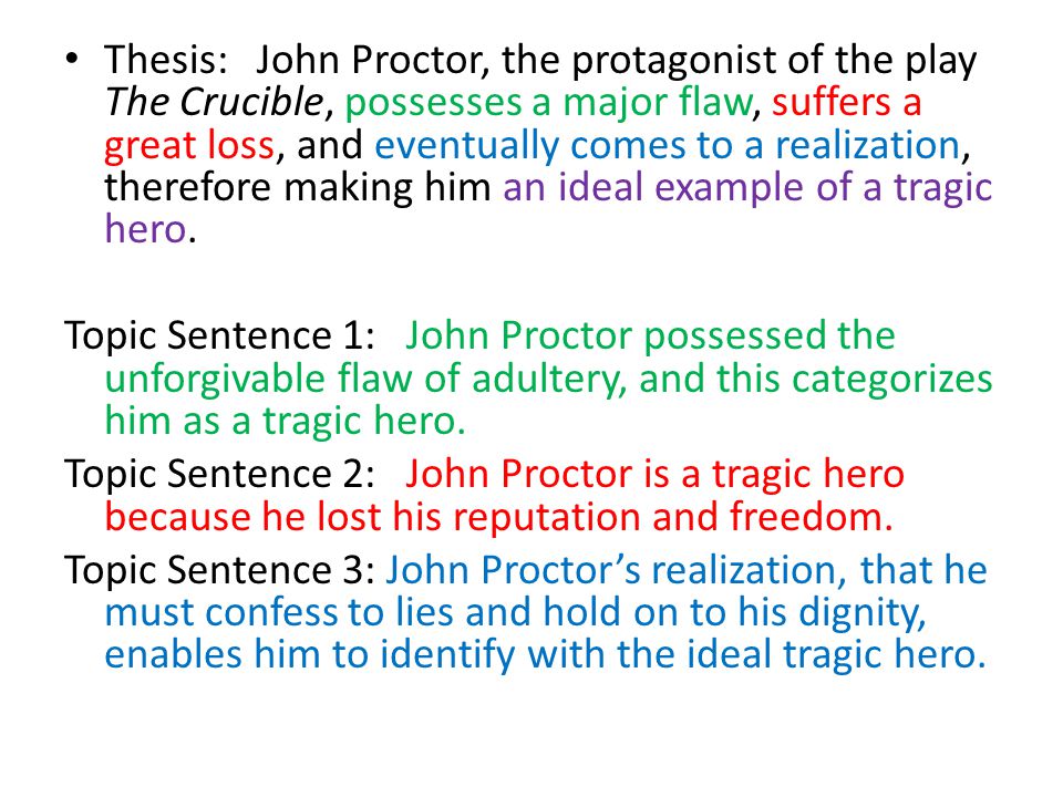 Thesis statement help please the crucible